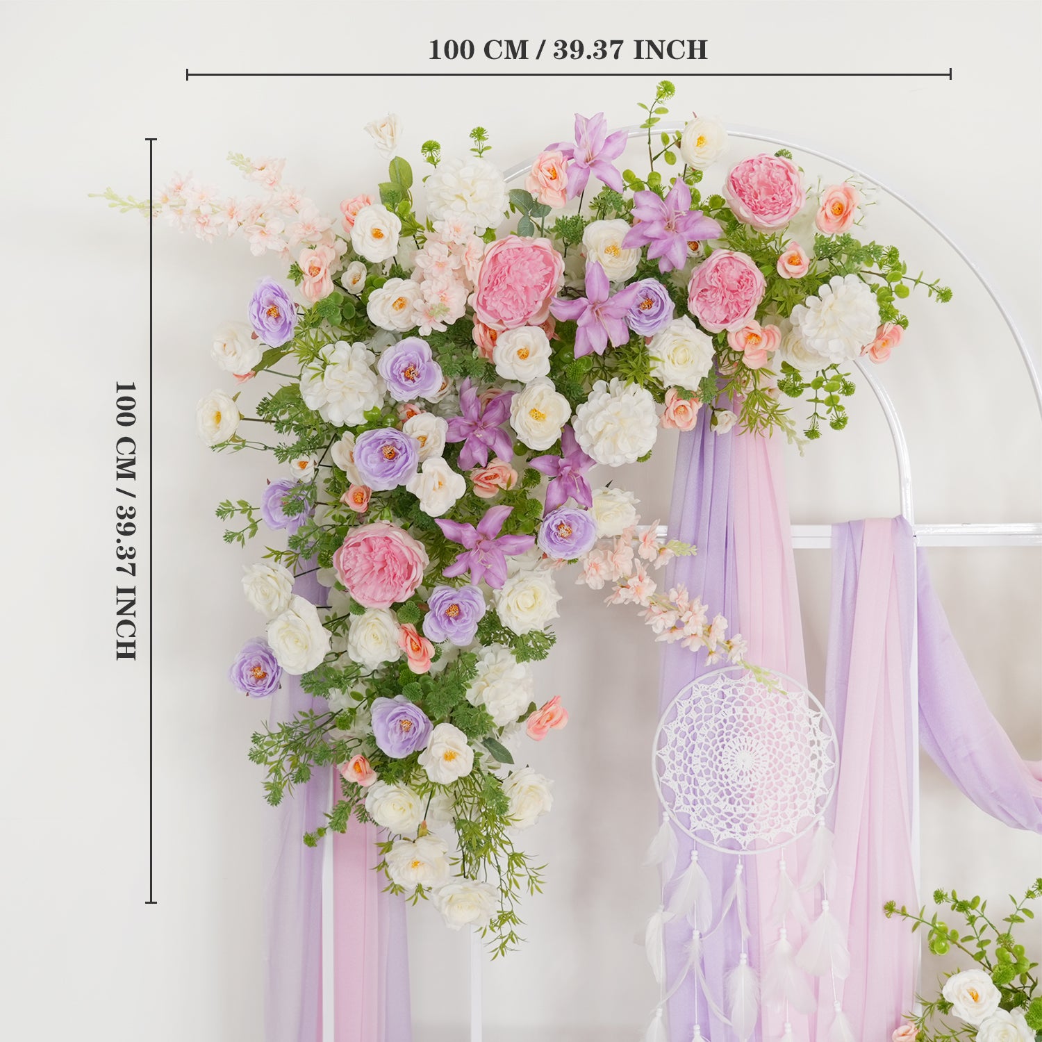 Uflower Artificial Purple Pink Wedding KT Backdrop Flower Row Decor